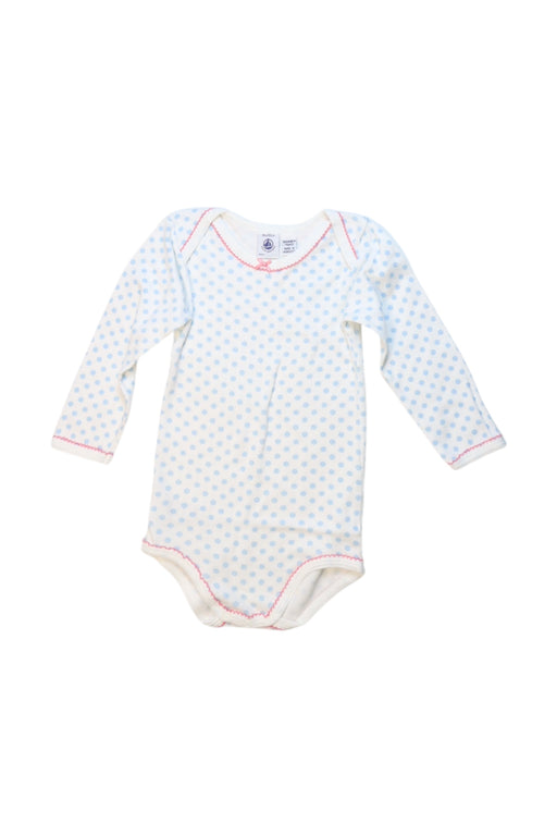 A White Long Sleeve Bodysuits from Petit Bateau in size 12-18M for girl. (Front View)