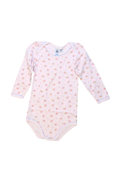 A White Long Sleeve Bodysuits from Petit Bateau in size 12-18M for girl. (Front View)