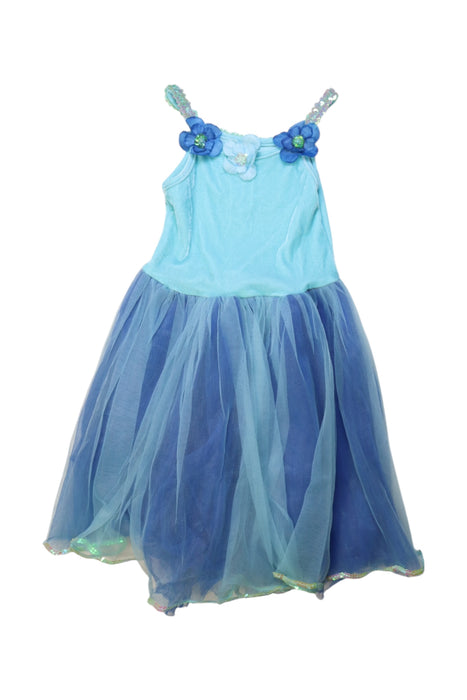 A Blue Sleeveless Dresses from Retykle in size 5T for girl. (Front View)