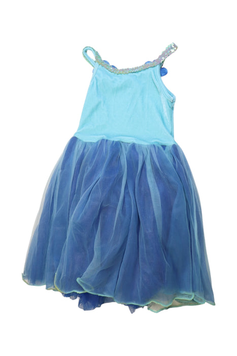 A Blue Sleeveless Dresses from Retykle in size 5T for girl. (Back View)