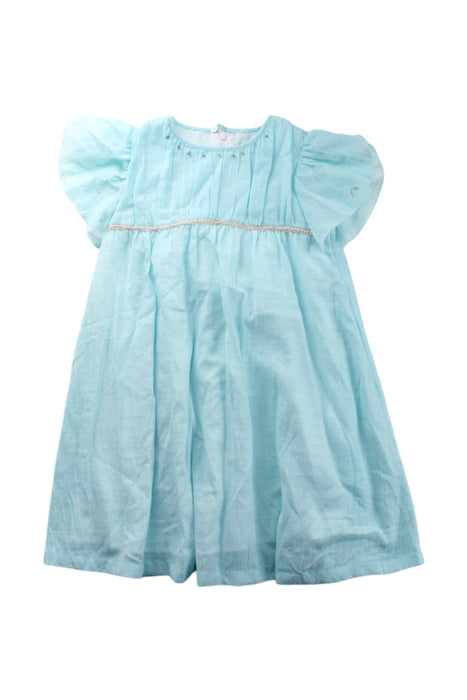 A Blue Short Sleeve Dresses from Nanos in size 7Y for girl. (Front View)