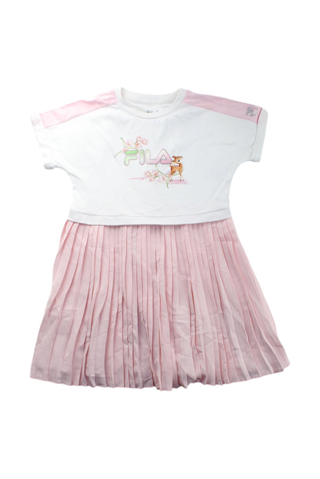 A Pink-White Short Sleeve Dresses from Fila in size 5T for girl. (Front View)