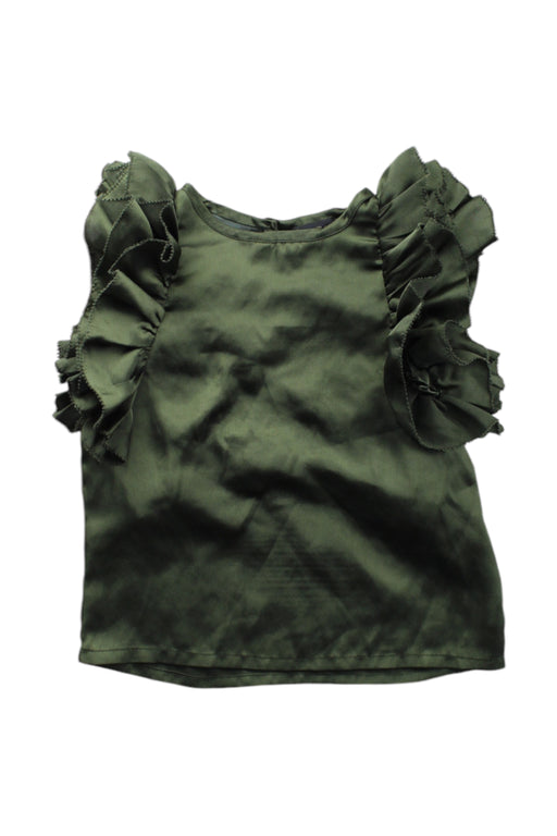 A Green Sleeveless Tops from Velveteen in size 4T for girl. (Front View)