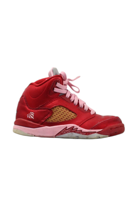 A Red Sneakers from Air Jordan in size 5T for neutral. (Front View)