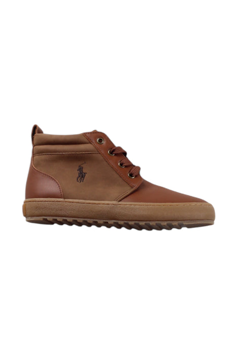 A Brown Casual Boots from Polo Ralph Lauren in size 10Y for boy. (Front View)