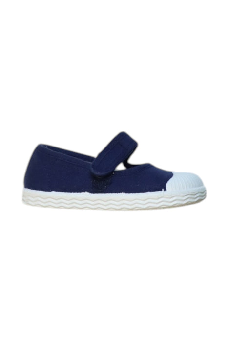 A Navy Flats from Jacadi in size 12-18M for girl. (Front View)