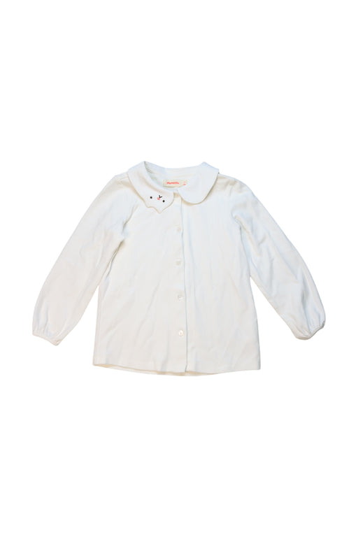 A White Long Sleeve Shirts from Momonittu in size 4T for girl. (Front View)