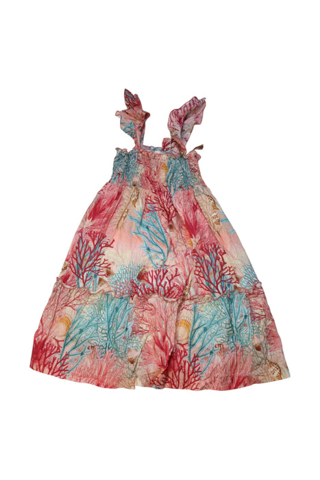 A Multicolour Sleeveless Dresses from Nanos in size 4T for girl. (Front View)