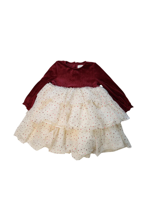 A Burgundy-Ivory Long Sleeve Dresses from Konges Sløjd in size 3T for girl. (Front View)