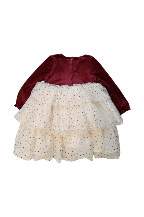 A Burgundy-Ivory Long Sleeve Dresses from Konges Sløjd in size 3T for girl. (Back View)