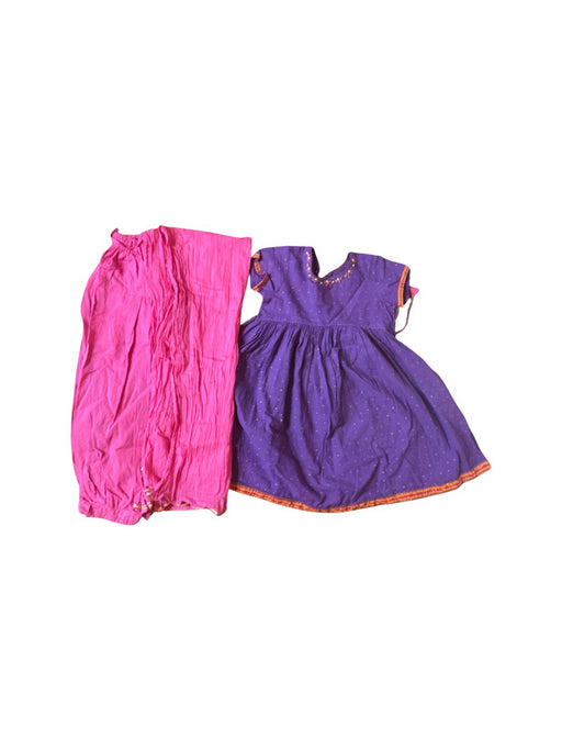 A Purple Short Sleeve Dresses from Fabindia in size 3T for girl. (Front View)