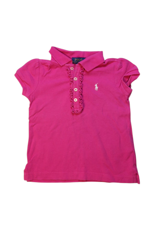 A Pink Short Sleeve Polos from Polo Ralph Lauren in size 3T for girl. (Front View)