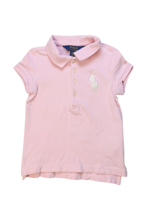 A Pink Short Sleeve Polos from Polo Ralph Lauren in size 3T for girl. (Front View)