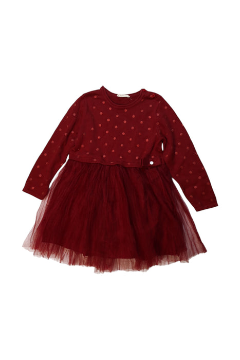 A Red Long Sleeve Dresses from Dave & Bella in size 4T for girl. (Front View)