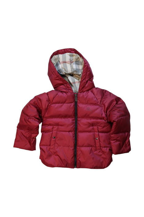 A Red Puffer/Quilted Coats & Outerwear from Burberry in size 12-18M for girl. (Front View)