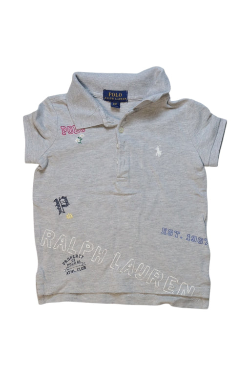 A Grey Short Sleeve Polos from Polo Ralph Lauren in size 3T for girl. (Front View)