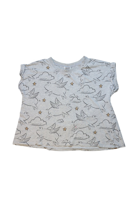 A Grey Short Sleeve Tops from Seed in size 8Y for girl. (Front View)