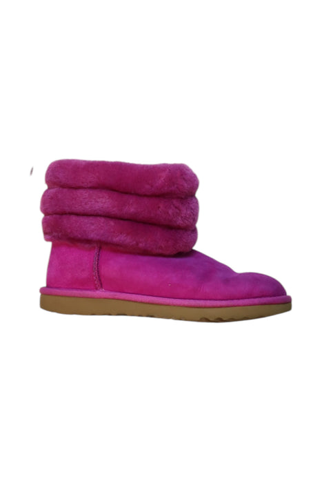 A Pink Winter Boots from UGG in size 10Y for girl. (Front View)