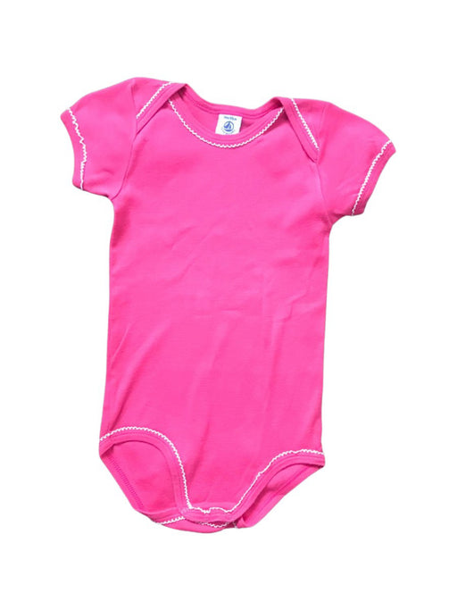 A Pink Short Sleeve Bodysuits from Petit Bateau in size 3T for girl. (Front View)