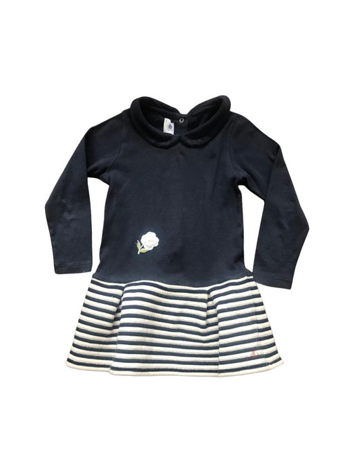 A Navy Long Sleeve Dresses from Petit Bateau in size 3T for girl. (Front View)