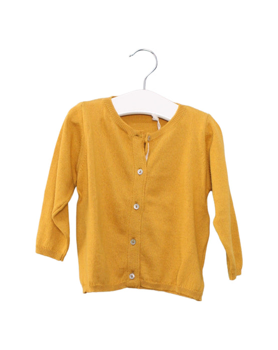 A Yellow Cardigans from Les Enfantines in size 6-12M for neutral. (Front View)