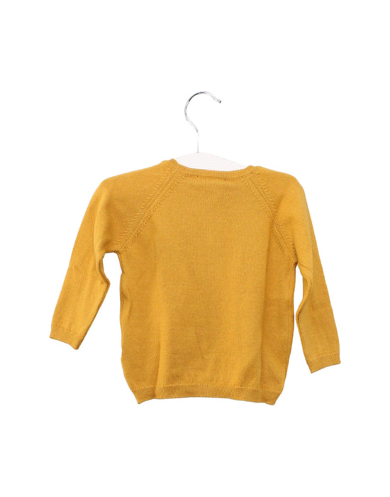 A Yellow Cardigans from Les Enfantines in size 3-6M for neutral. (Back View)