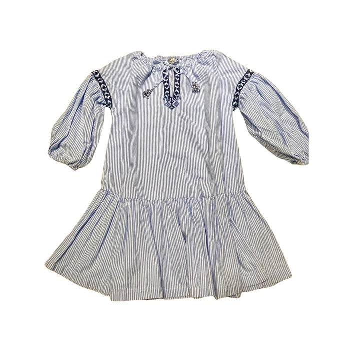 A Blue Long Sleeve Dresses from Il Gufo in size 5T for girl. (Front View)