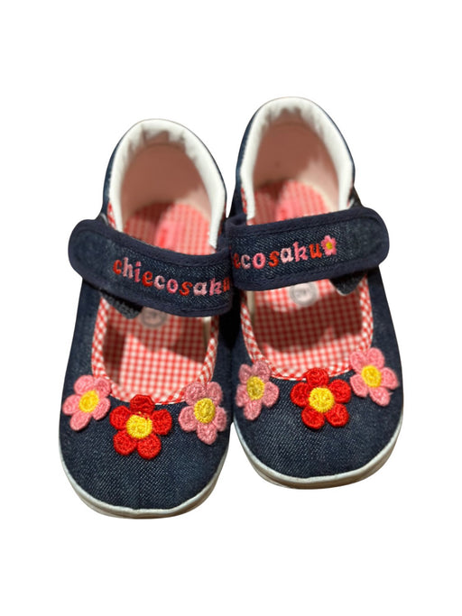 A Blue Flats from Miki House in size 18-24M for girl. (Front View)