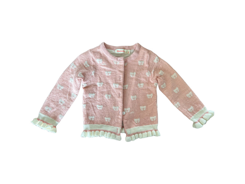 A Pink Cardigans from Momonittu in size 2T for girl. (Front View)