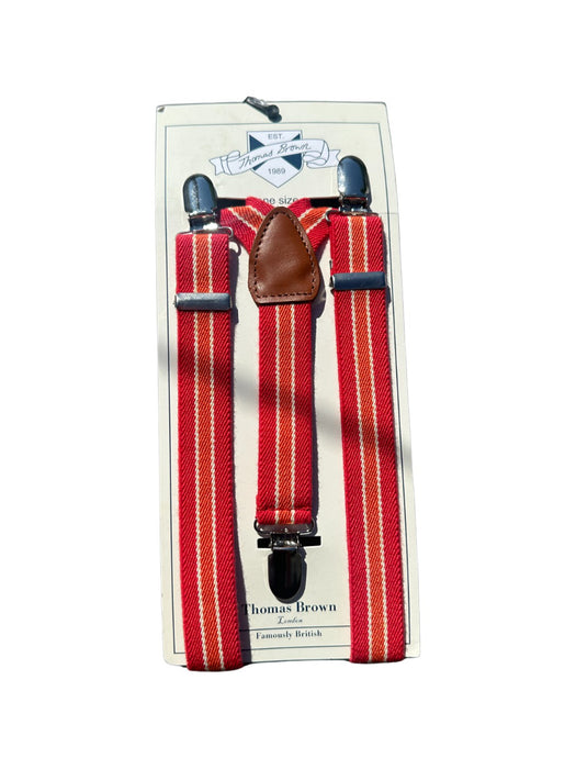 A Red Suspenders from Thomas Brown in size O/S for boy. (Front View)