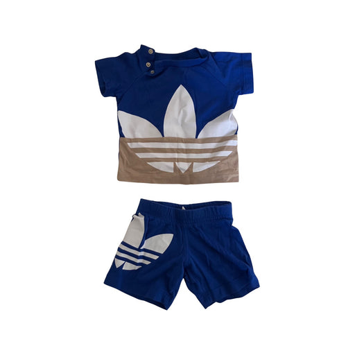 A Blue Shorts Sets from Adidas in size 0-3M for boy. (Front View)