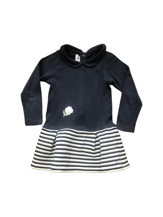A Navy Long Sleeve Dresses from Petit Bateau in size 3T for girl. (Back View)