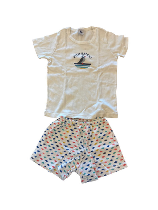 A White Shorts Sets from Petit Bateau in size 6T for girl. (Front View)