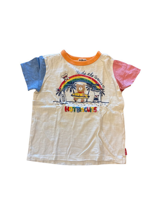 A White Short Sleeve T Shirts from Miki House in size 6T for neutral. (Front View)