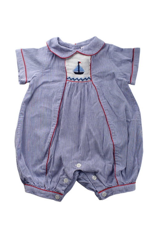 A Blue Short Sleeve Rompers from Rachel Riley in size 6-12M for neutral. (Front View)