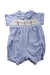 A Blue Short Sleeve Rompers from Rachel Riley in size 6-12M for neutral. (Front View)