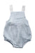 A Blue Sleeveless Rompers from Laranjinha in size 6-12M for neutral. (Front View)