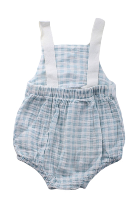 A Blue Sleeveless Rompers from Laranjinha in size 6-12M for neutral. (Back View)