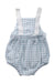 A Blue Sleeveless Rompers from Laranjinha in size 6-12M for neutral. (Back View)