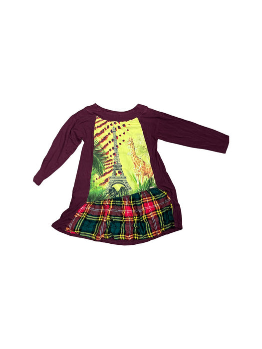 A Burgundy Long Sleeve Dresses from Junior Gaultier in size 6T for girl. (Front View)