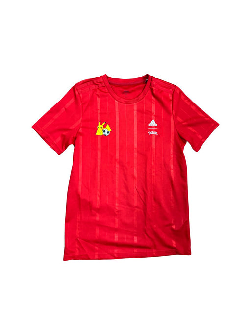 A Red Short Sleeve T Shirts from Adidas in size 10Y for boy. (Front View)