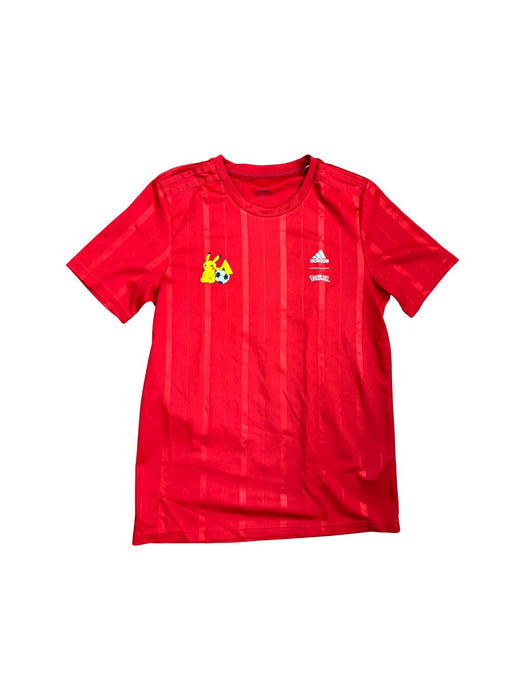 A Red Short Sleeve T Shirts from Adidas in size 10Y for boy. (Front View)