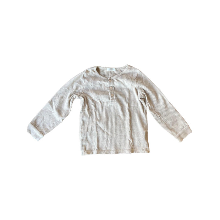 A Beige Long Sleeve Shirts from Purebaby in size 3T for neutral. (Front View)