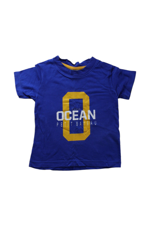 A Blue Short Sleeve T Shirts from Petit Bateau in size 3T for neutral. (Front View)
