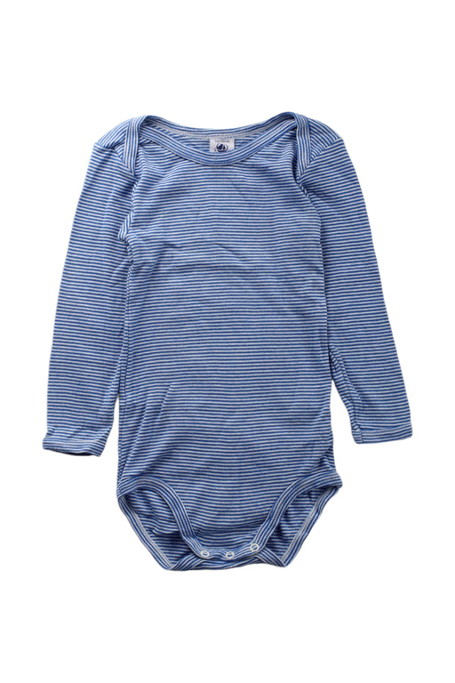 A Blue Long Sleeve Bodysuits from Petit Bateau in size 2T for neutral. (Front View)