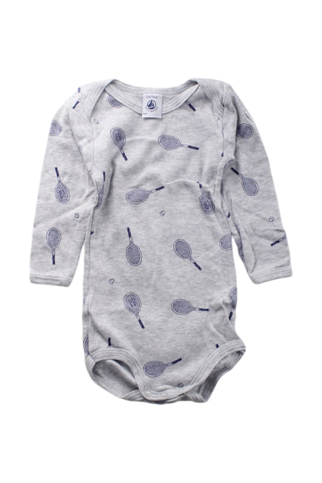 A Grey Long Sleeve Bodysuits from Petit Bateau in size 6-12M for neutral. (Front View)