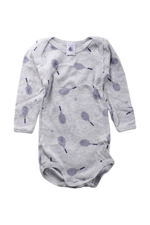 A Grey Long Sleeve Bodysuits from Petit Bateau in size 6-12M for neutral. (Front View)