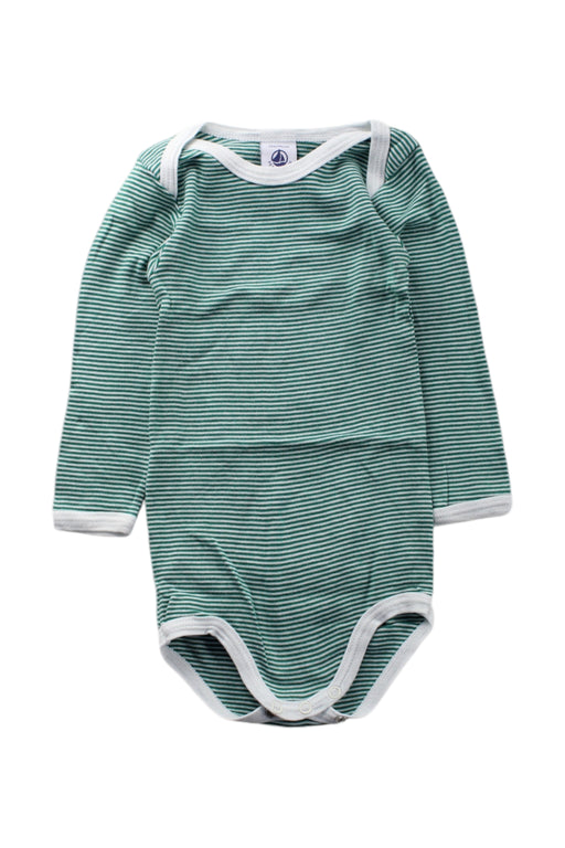 A Green Long Sleeve Bodysuits from Petit Bateau in size 6-12M for neutral. (Front View)