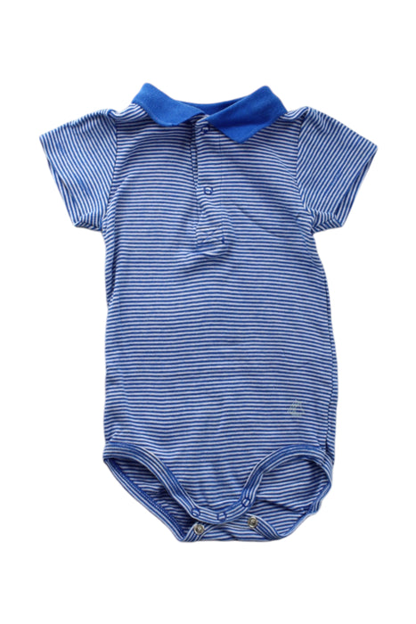 A Blue Short Sleeve Bodysuits from Petit Bateau in size 6-12M for neutral. (Front View)