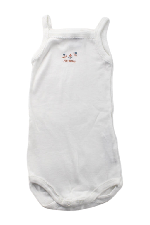 A White Sleeveless Bodysuits from Petit Bateau in size 3-6M for neutral. (Front View)